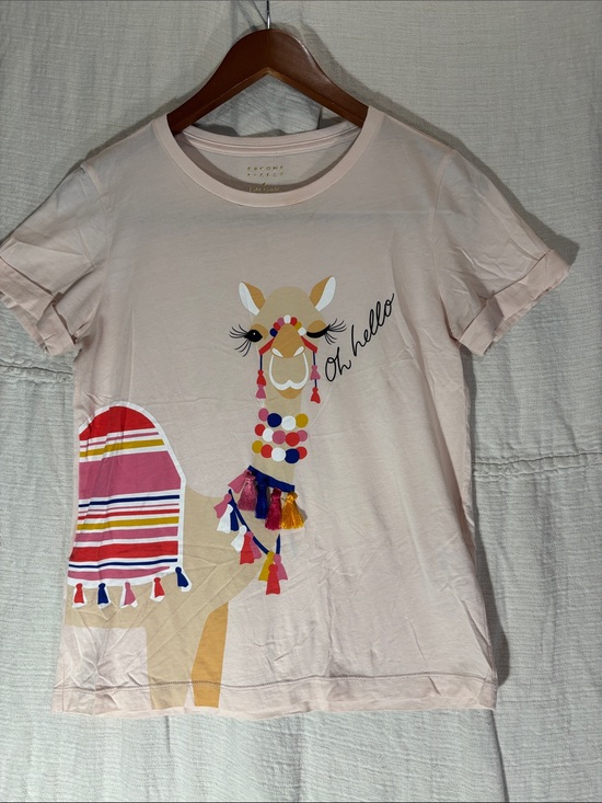 kate spade Tops - kate spade Broome Street “Oh hello” Embellished Camel Tee Pink XXS Like New